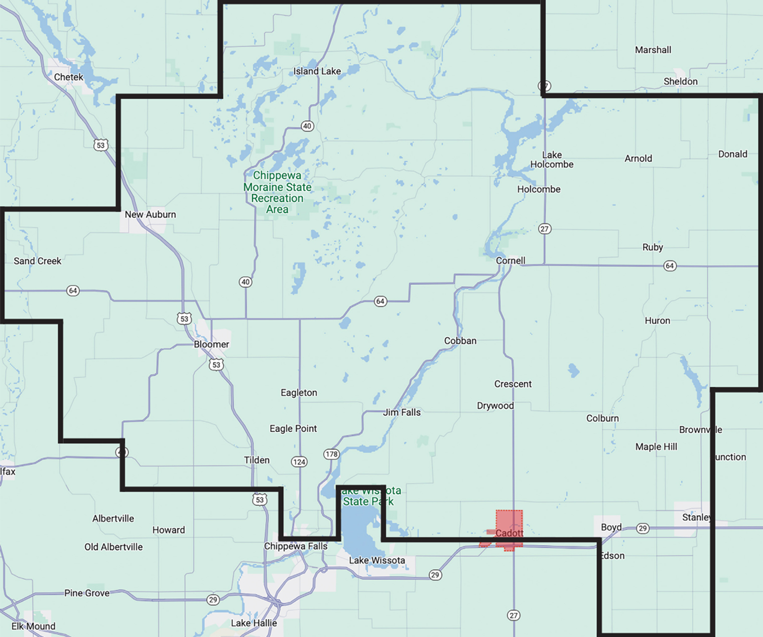 CVEC-Cadott Territory map